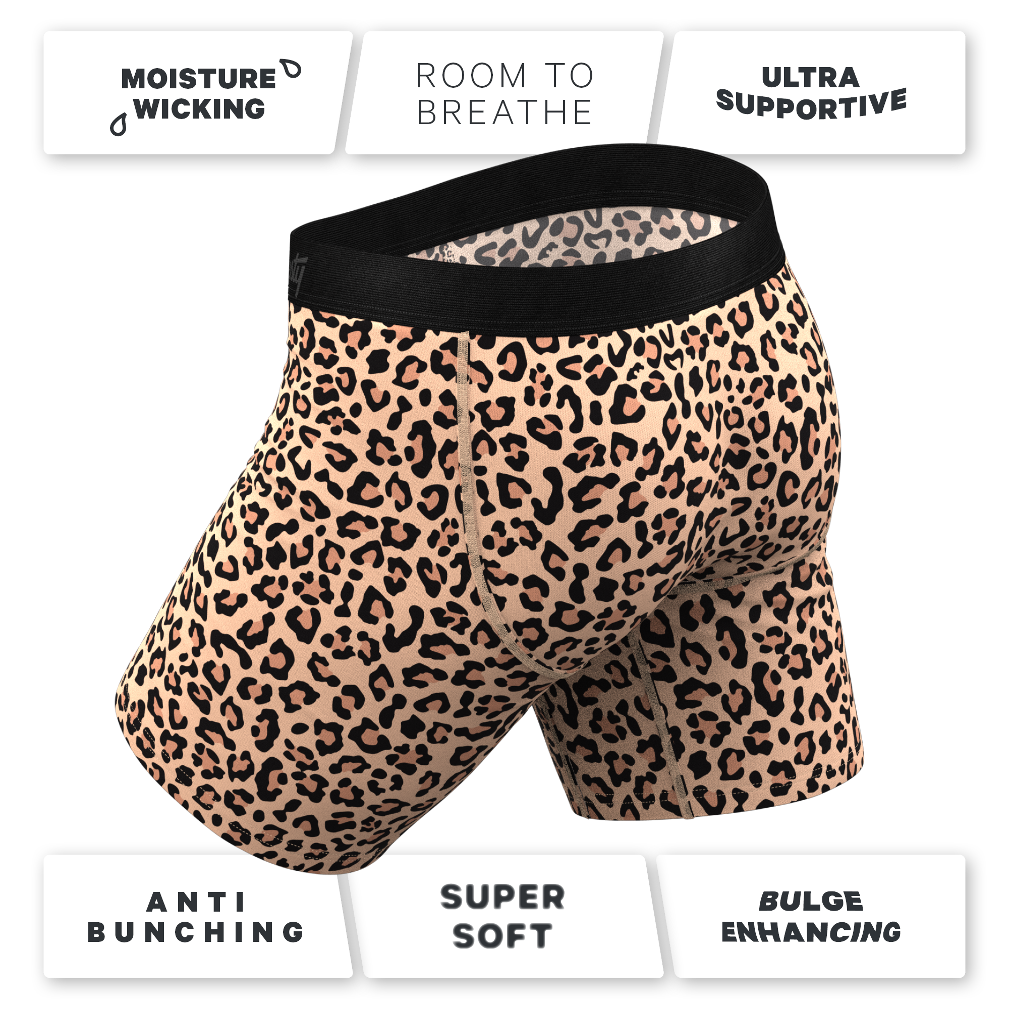 The Most Def | Leopard Print Ball Hammock® Boxer - Long Leg - Shinesty