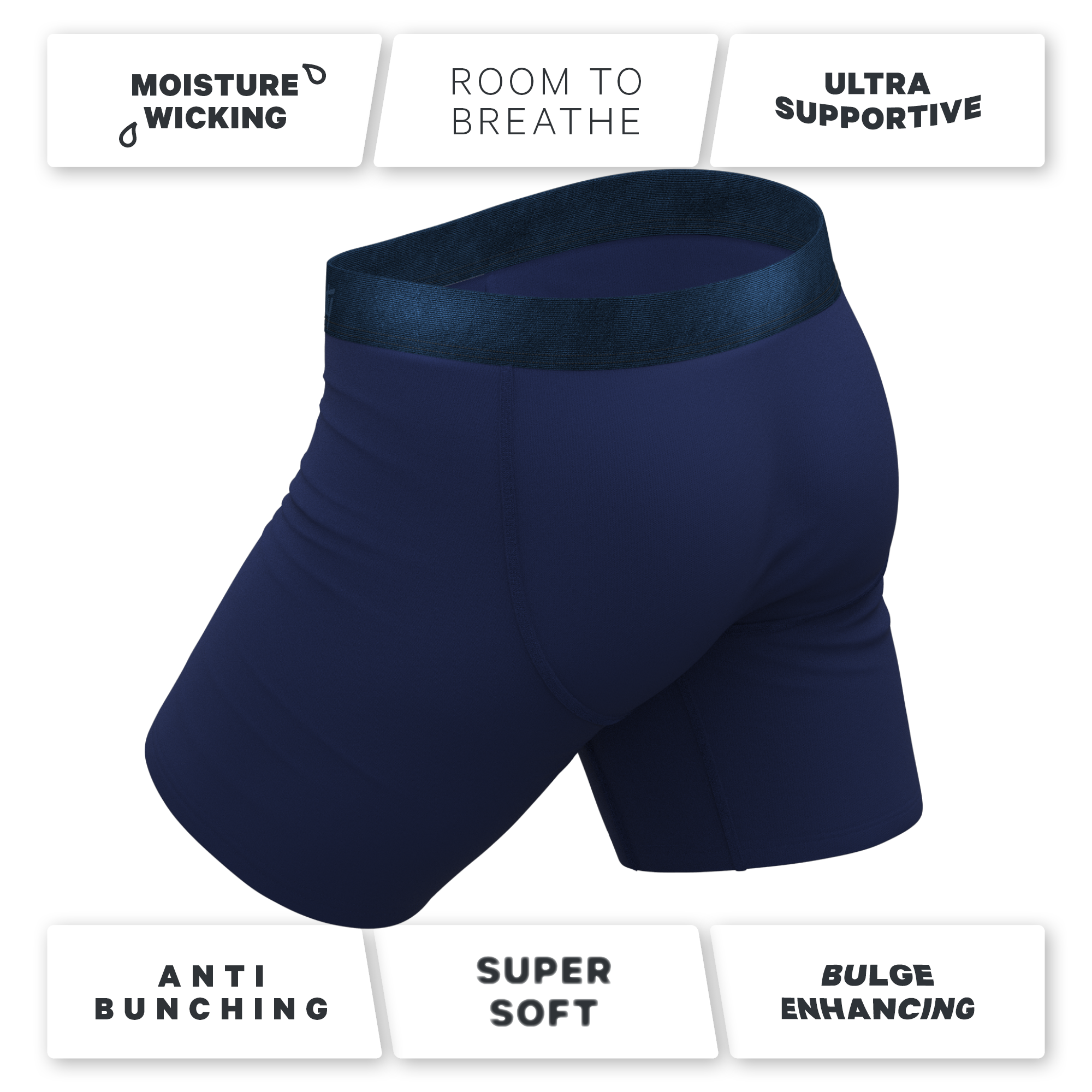 The Navy Jones | Tonal Navy Ball Hammock® Boxer - Long Leg - Shinesty