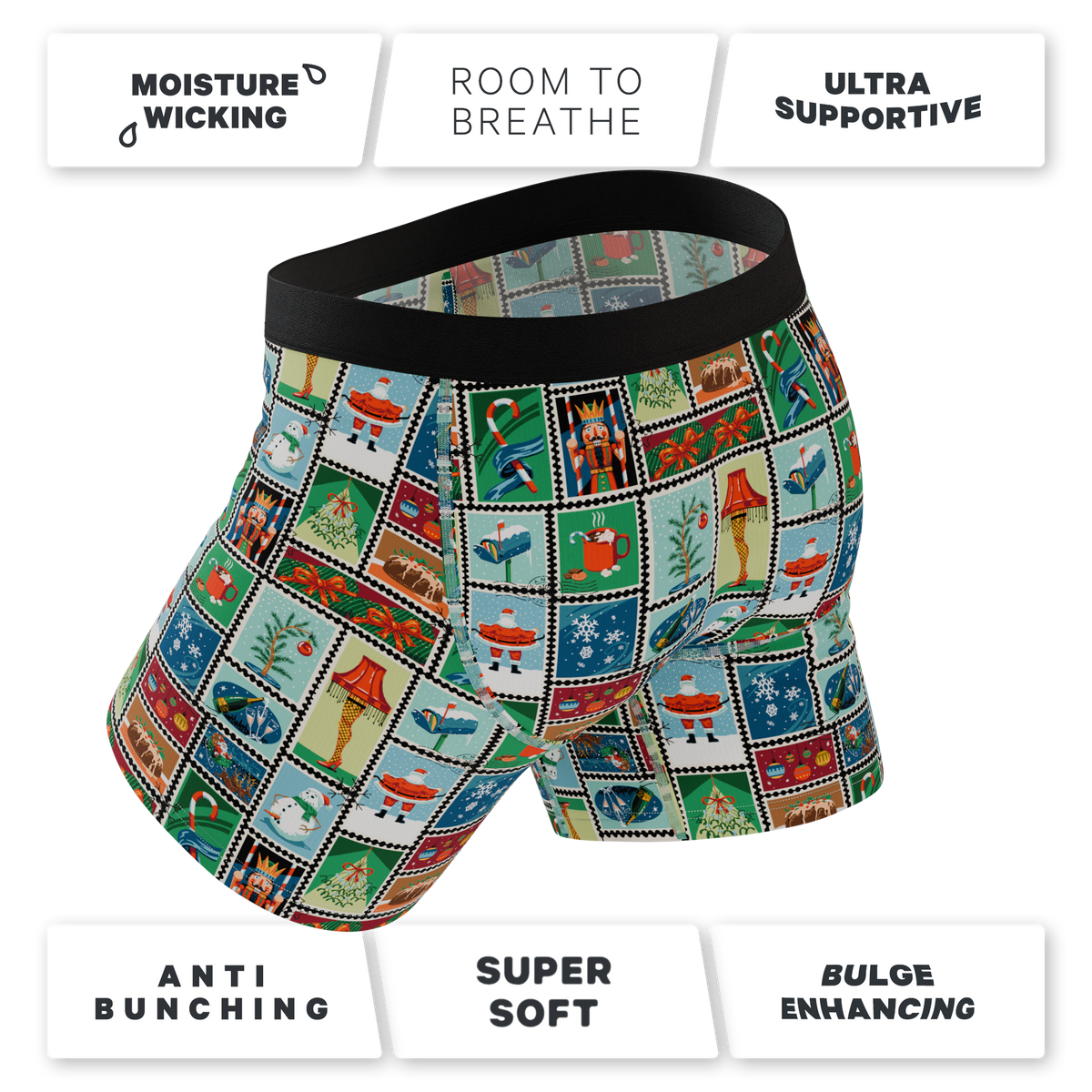The North Pole Postage | Christmas Stamps Ball Hammock® Pouch Underwear - Shinesty
