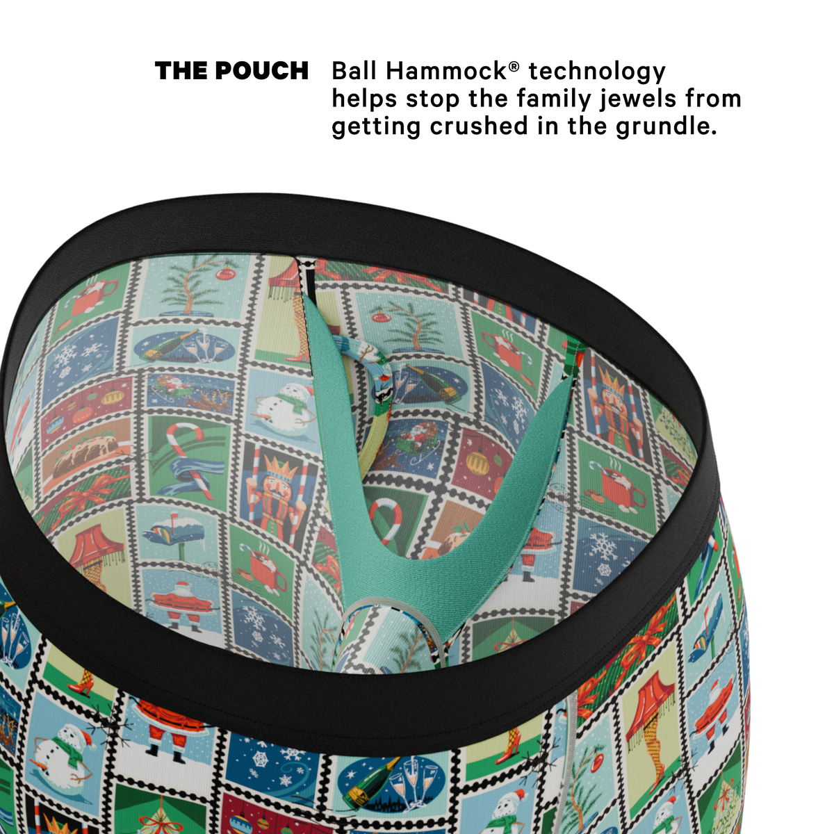 The North Pole Postage | Christmas Stamps Ball Hammock® Boxer - Long Leg - Shinesty