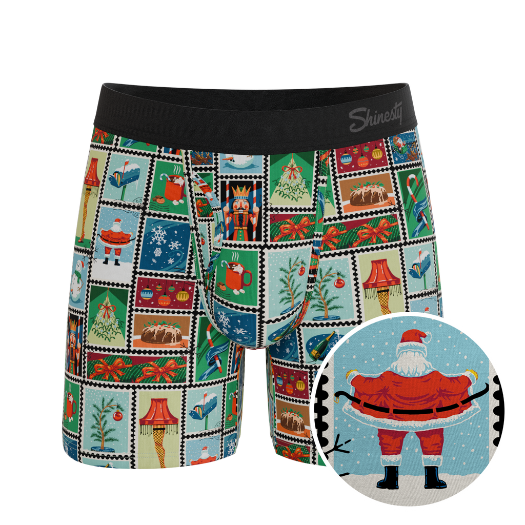 The North Pole Postage | Christmas Stamps Ball Hammock® Pouch Underwear With Fly - Shinesty