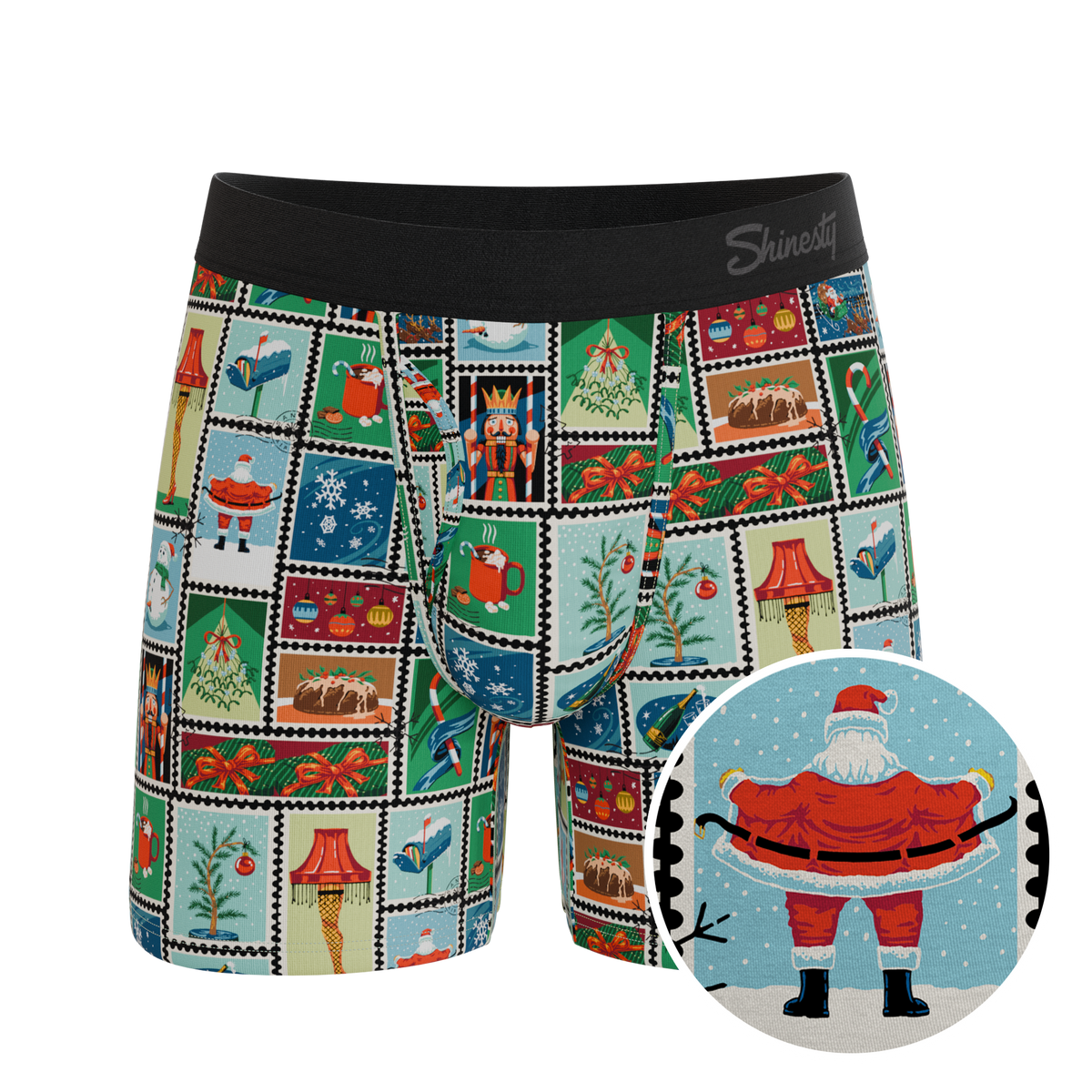 The North Pole Postage | Christmas Stamps Ball Hammock® Pouch Underwear With Fly - Shinesty