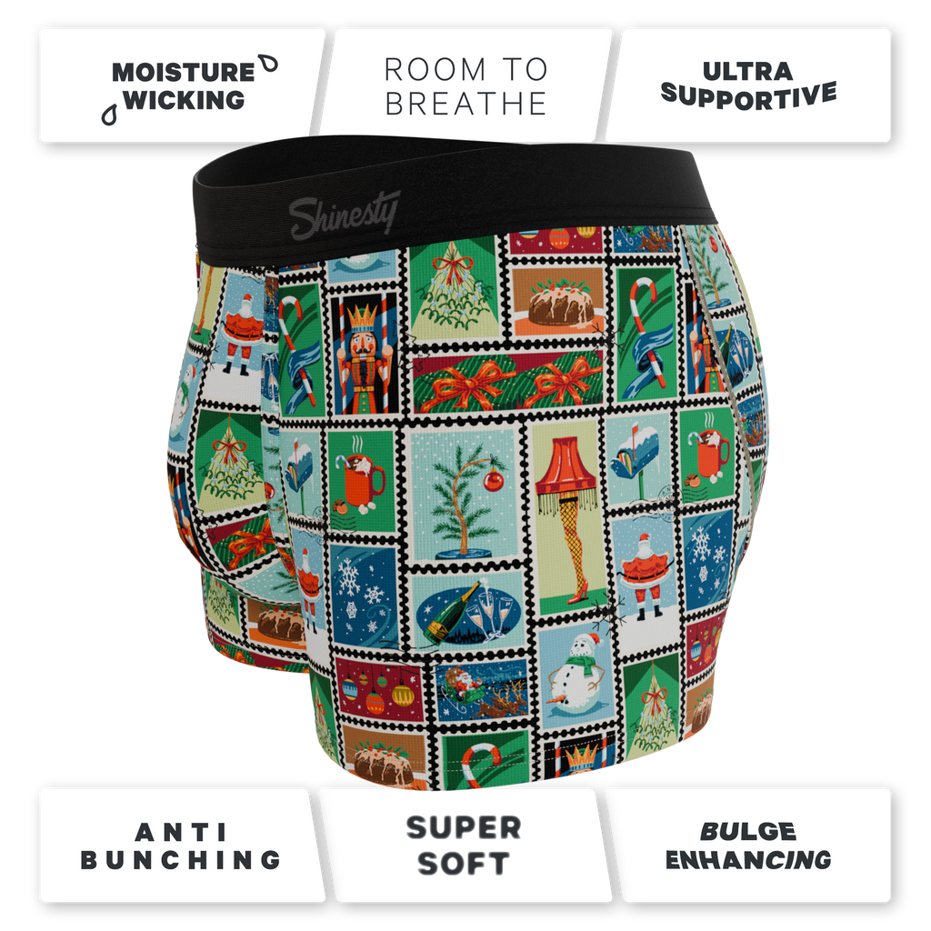 The North Pole Postage | Christmas Stamps Ball Hammock® Pouch Trunks Underwear - Shinesty