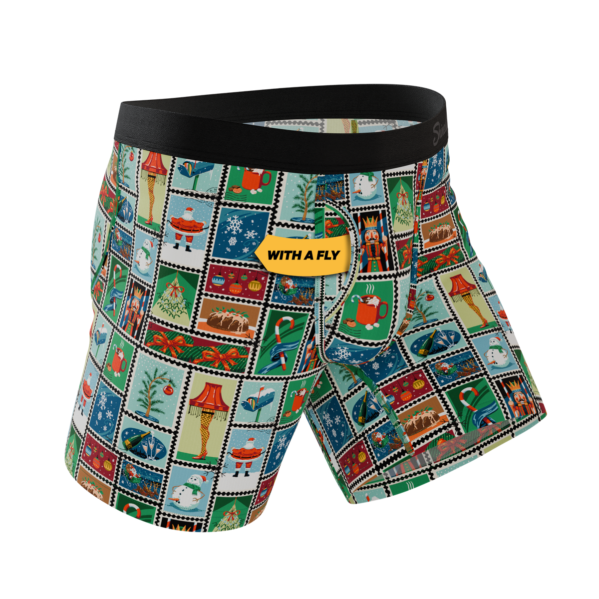 The North Pole Postage | Christmas Stamps Ball Hammock® Pouch Underwear With Fly - Shinesty
