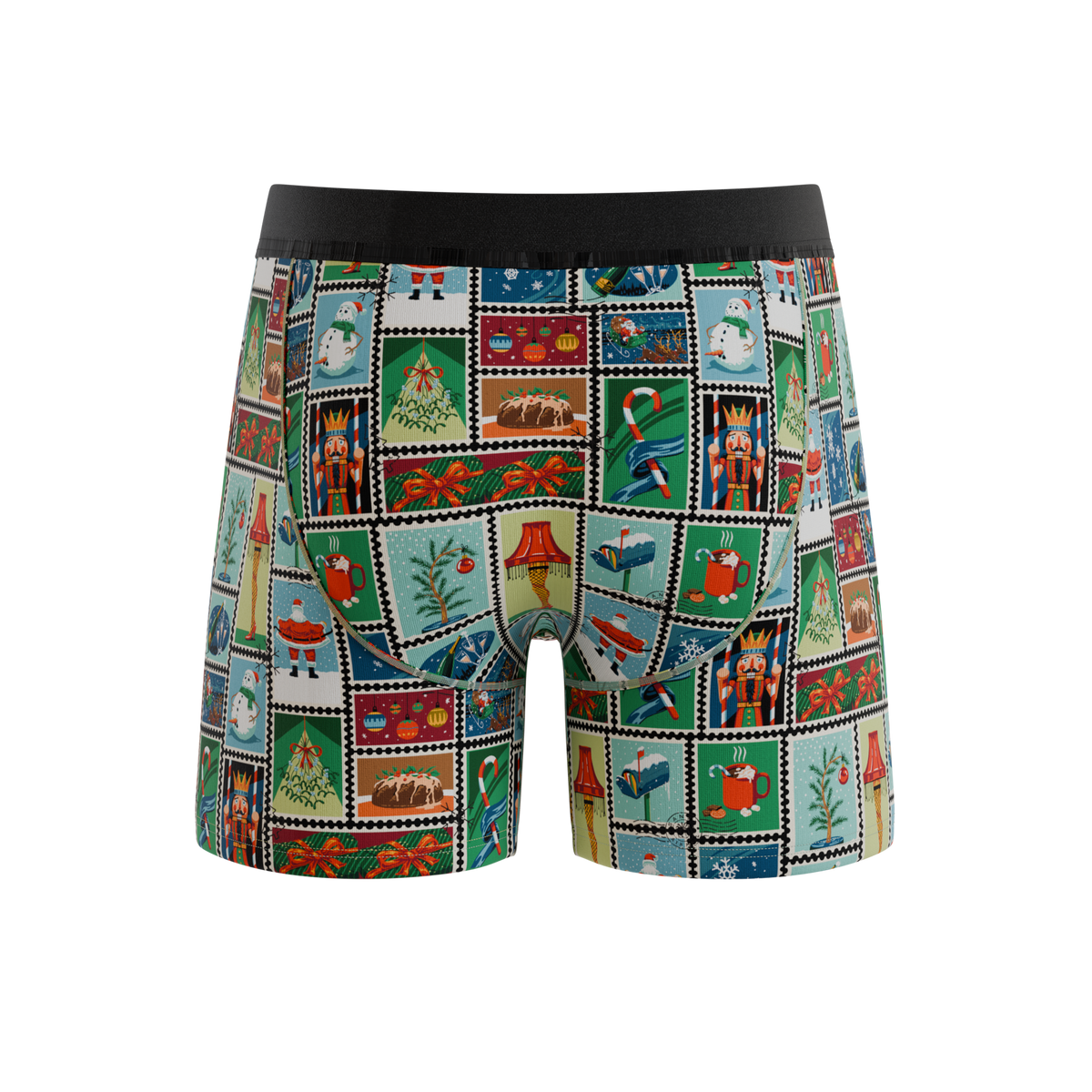 The North Pole Postage | Christmas Stamps Ball Hammock® Pouch Underwear With Fly - Shinesty
