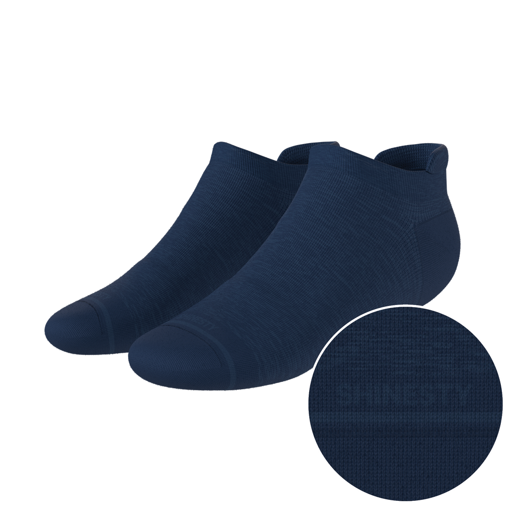 The Ocean Blue | Chambray Heather Heel Hammock™ Ankle Socks - Shinesty