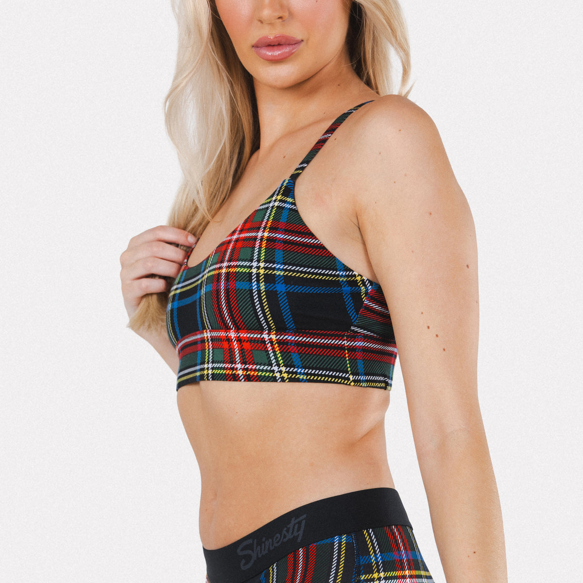 The Cappuccino | Holiday Tartan Plaid Boob Hammock™ Scoop Bralette - Shinesty