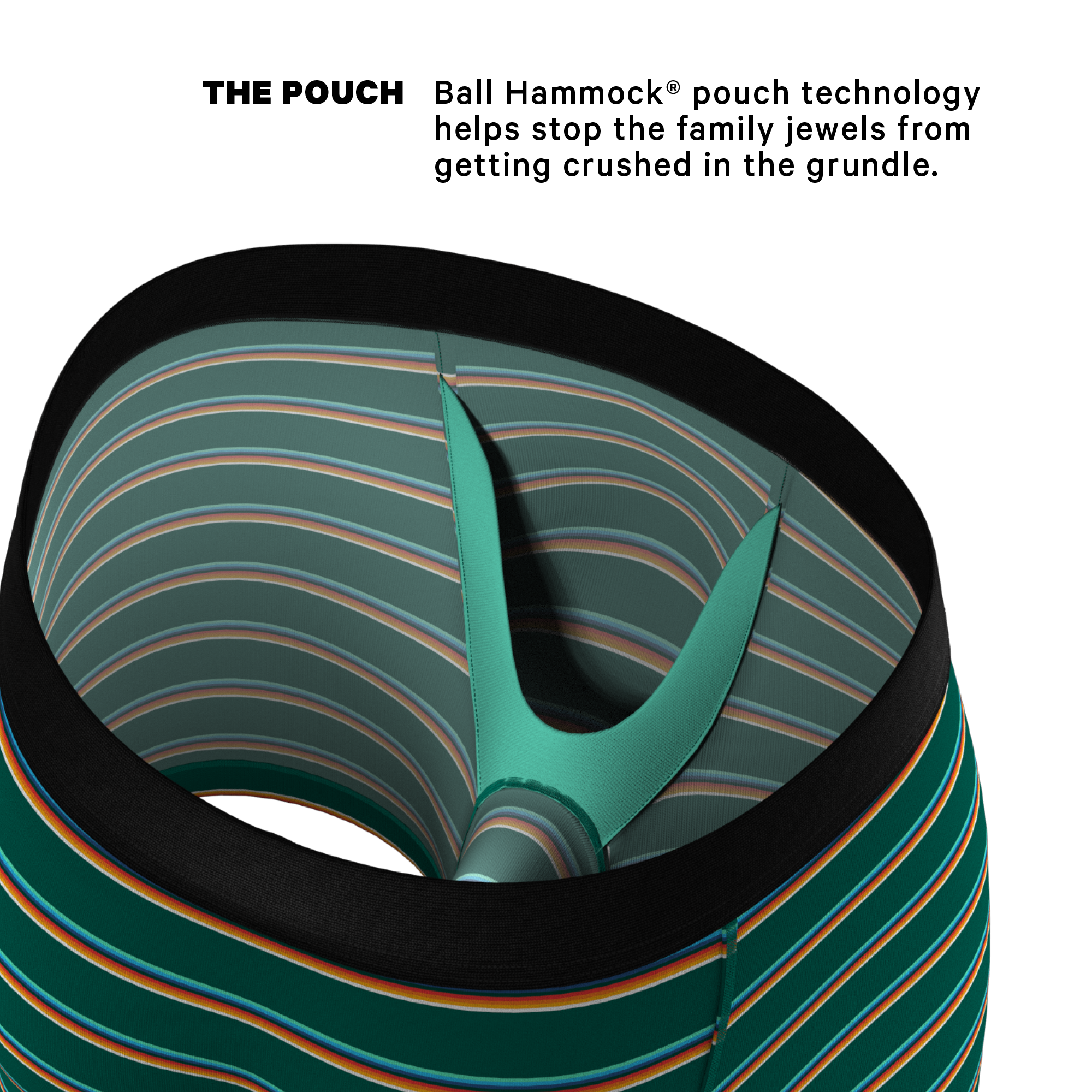 The Old Schooler | Retro Green Stripe Ball Hammock® Pouch Underwear - Shinesty