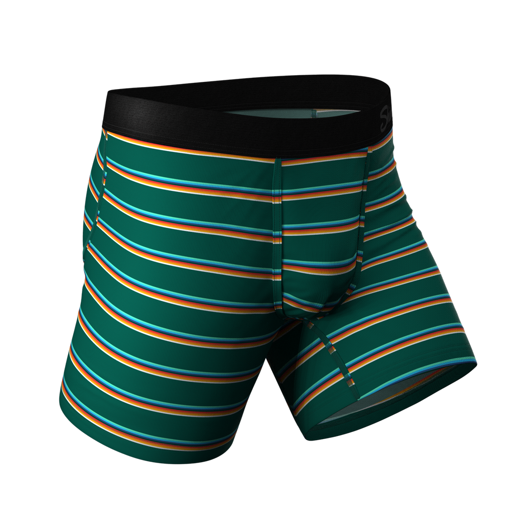 The Old Schooler | Retro Green Stripe Ball Hammock® Pouch Underwear - Shinesty