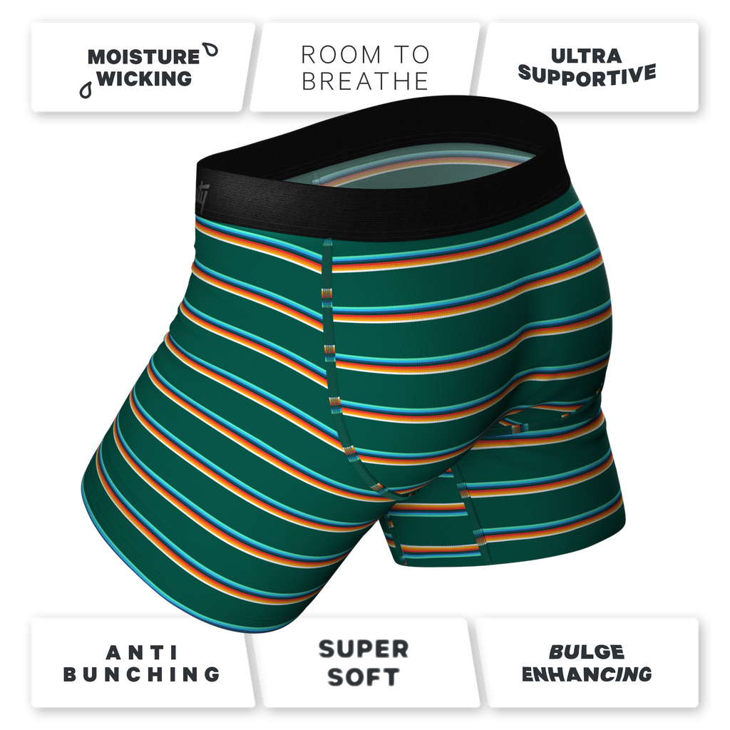 The Old Schooler | Retro Green Stripe Ball Hammock® Pouch Underwear - Shinesty