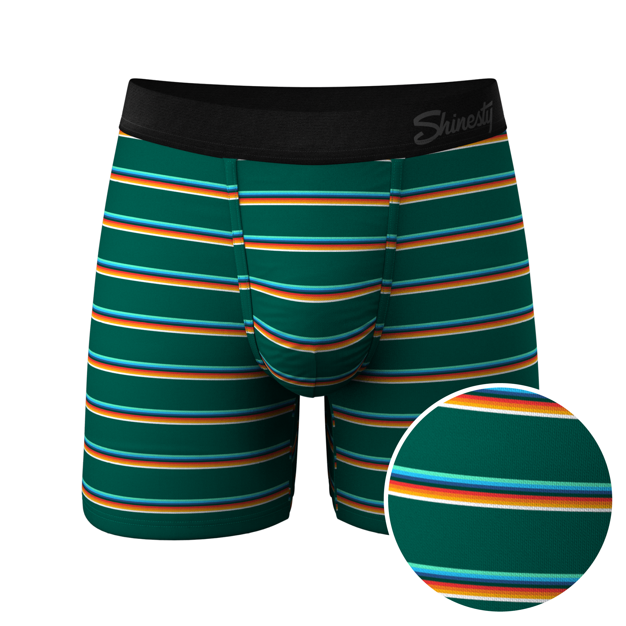 The Old Schooler | Retro Green Stripe Ball Hammock® Pouch Underwear - Shinesty