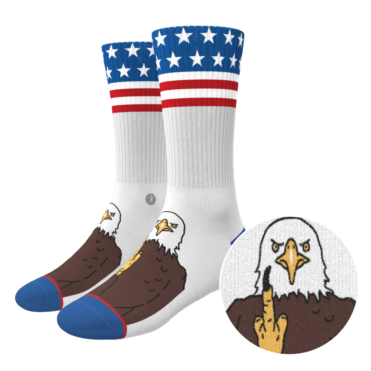 The One Finger Salute | American Flag Heel Hammock™ Crew Socks - Shinesty