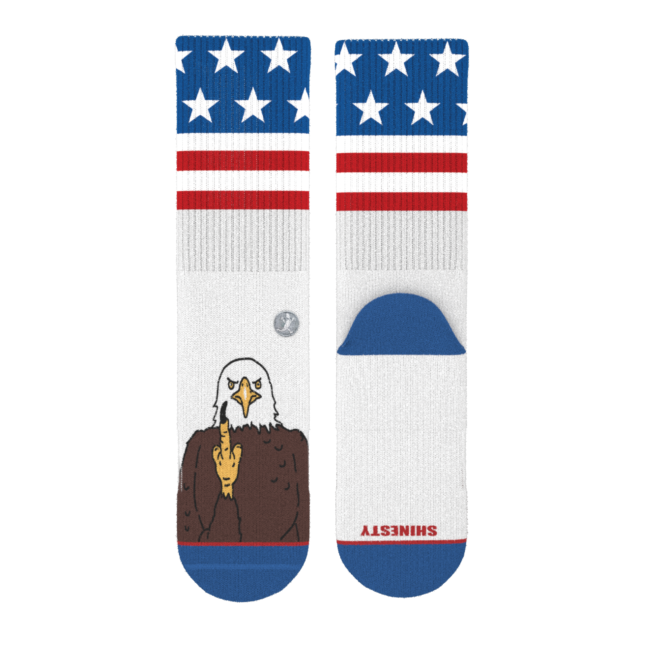 The One Finger Salute | American Flag Heel Hammock™ Crew Socks - Shinesty