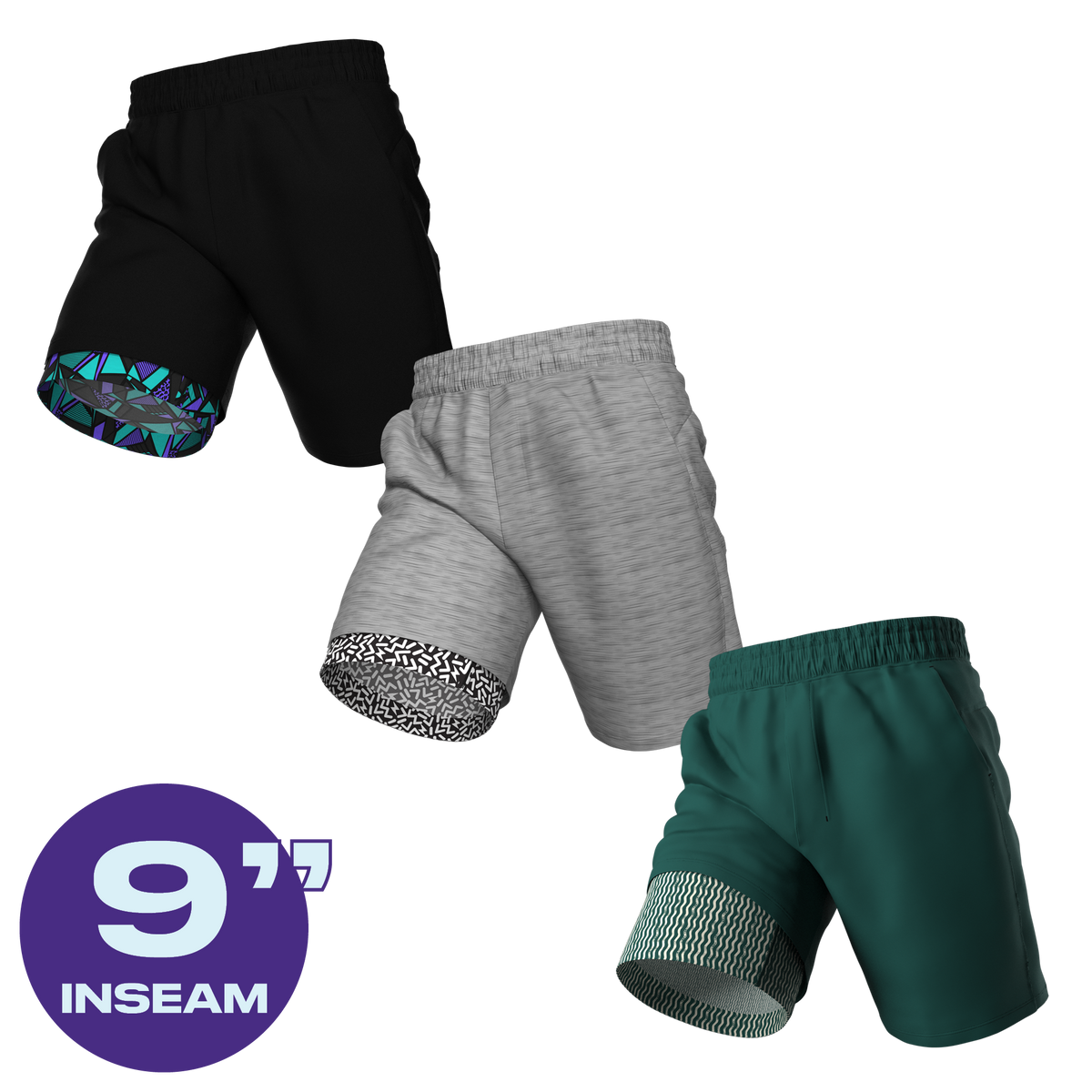 The PR | Ball Hammock® 9 Inch Athletic Shorts 3 Pack - Shinesty