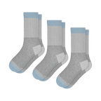The Pacific Blue | Blue Grey Tri Color Block Heel Hammock™ Crew Socks 3 Pack - Shinesty