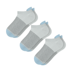 The Pacific Blue | Blue Grey Tri Color Block Heel Hammock™ Ankle Socks 3 Pack - Shinesty