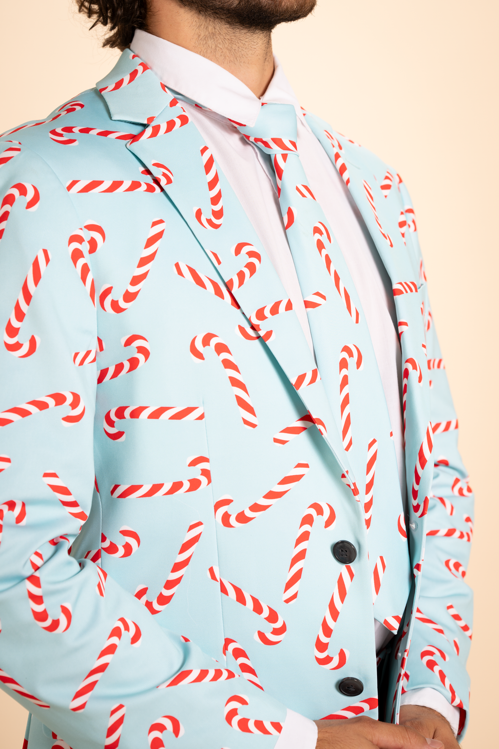 The Peppermint Pimp Canes | Candy Cane Men's Printed Party Tie - Shinesty