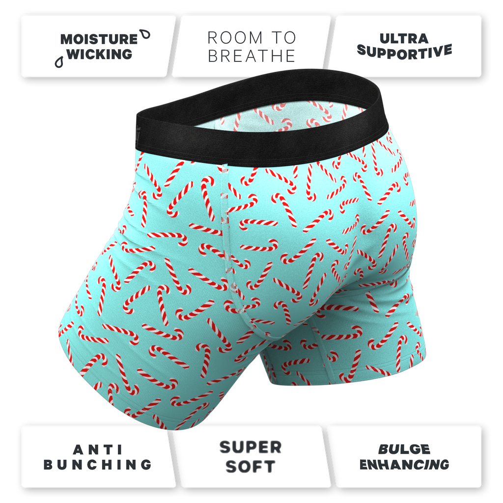 The Peppermint Pimp Canes | Candy Cane Ball Hammock® Pouch Underwear With Fly - Shinesty