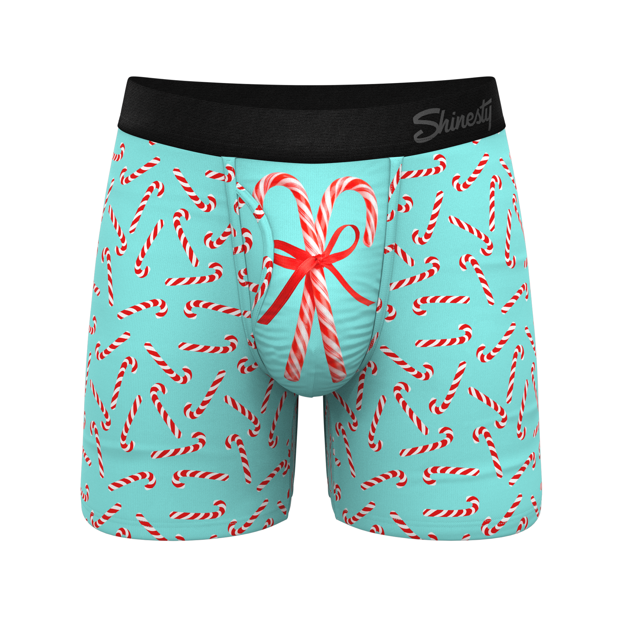 The Peppermint Pimp Canes | Candy Cane Ball Hammock® Pouch Underwear With Fly - Shinesty