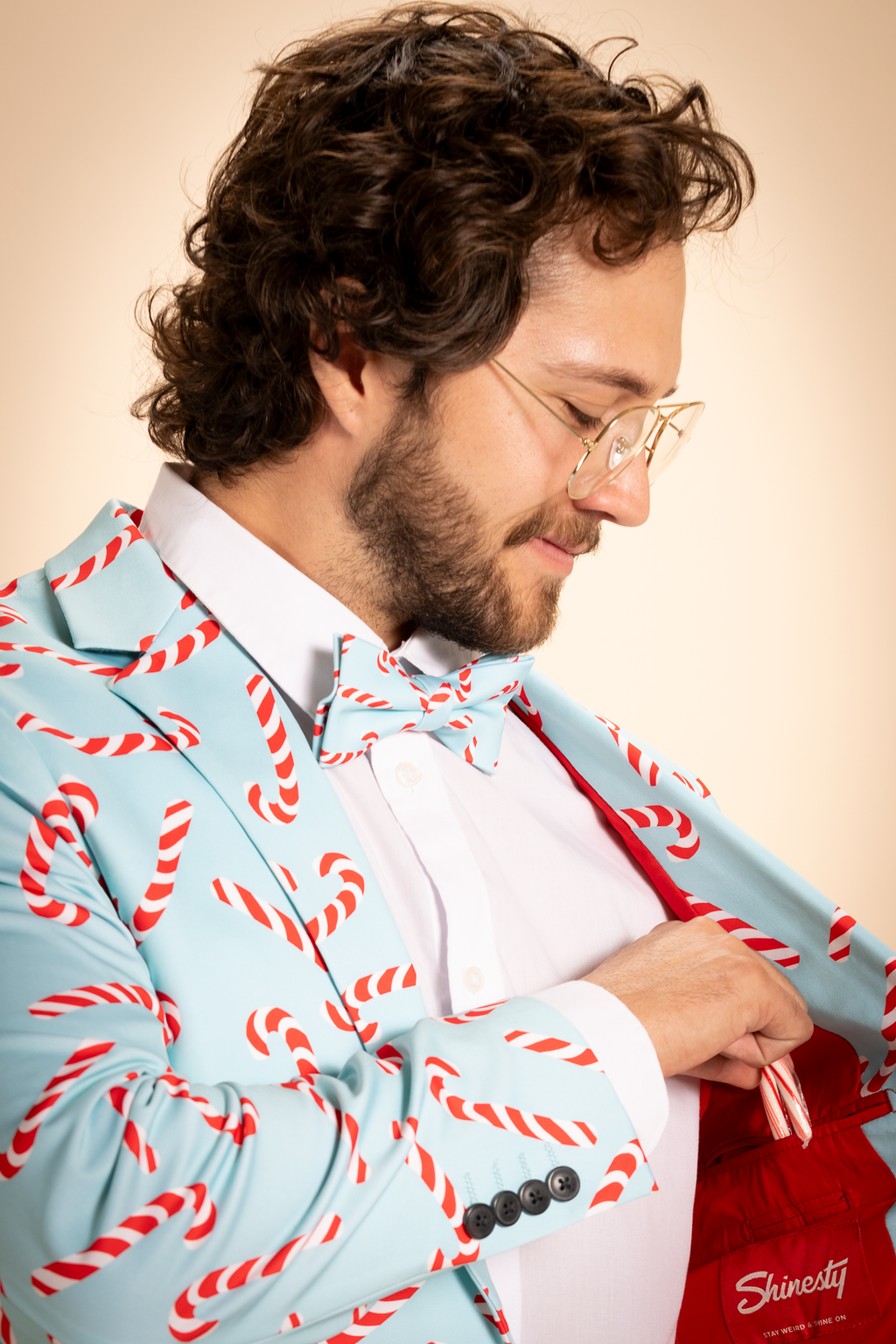 The Peppermint Pimp Canes | Candy Cane Men's Printed Bow Tie - Shinesty