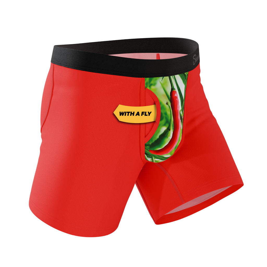 The Picante | Chili Pepper Ball Hammock® Pouch Underwear With Fly - Shinesty