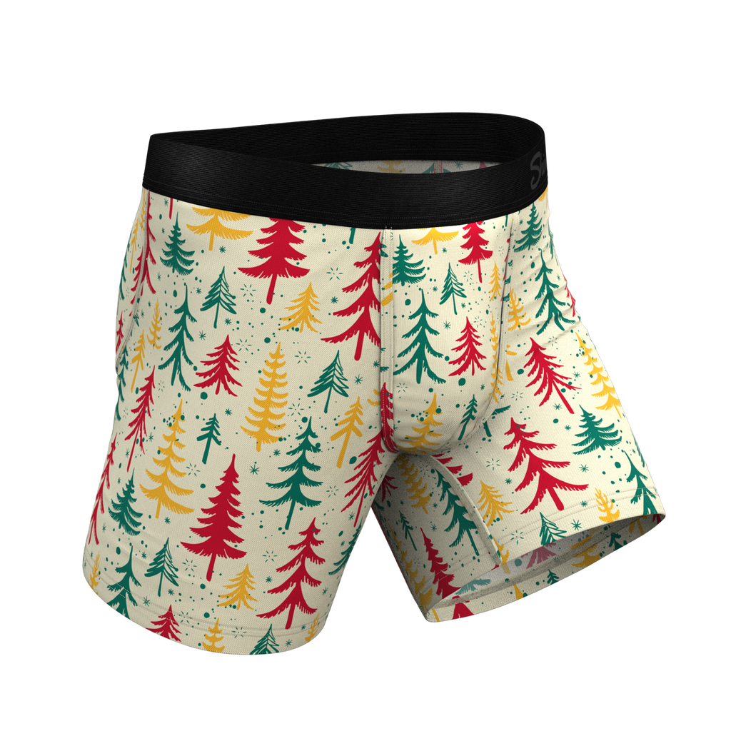 The Pine Tree Playboy | Retro Christmas Trees Ball Hammock® Pouch Underwear - Shinesty