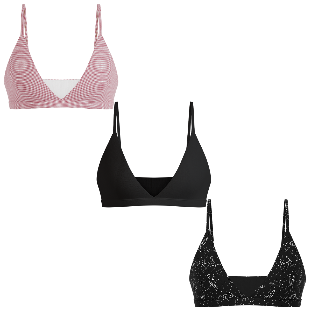 The Pink & Glow | Boob Hammock™ Triangle Bralette 3 Pack - Shinesty