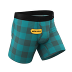 The Plaid And Simple | Green Buffalo Check Ball Hammock® Pouch Underwear With Fly - Shinesty
