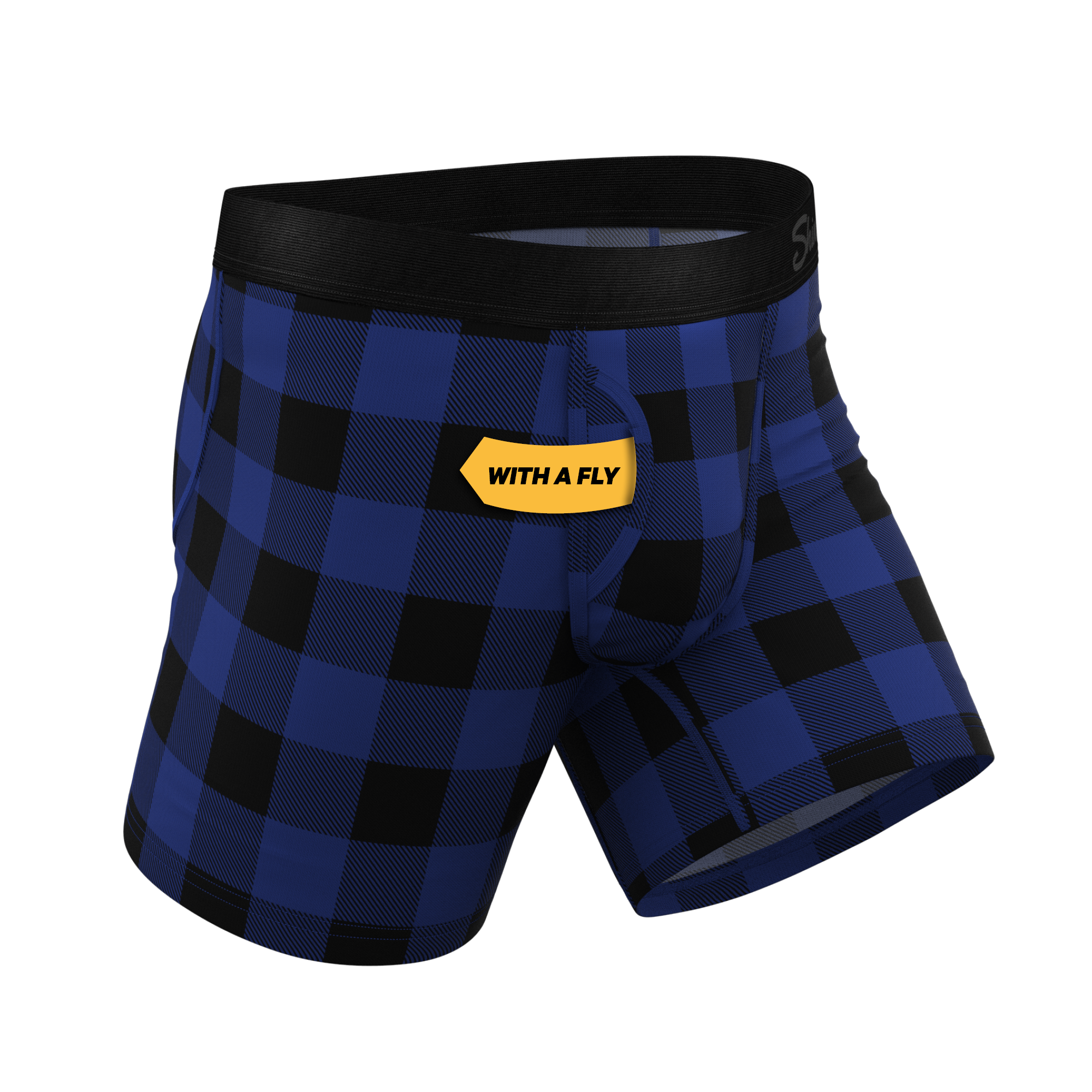 The Precious Plums | Blue Plaid Ball Hammock® Pouch Underwear With Fly - Shinesty