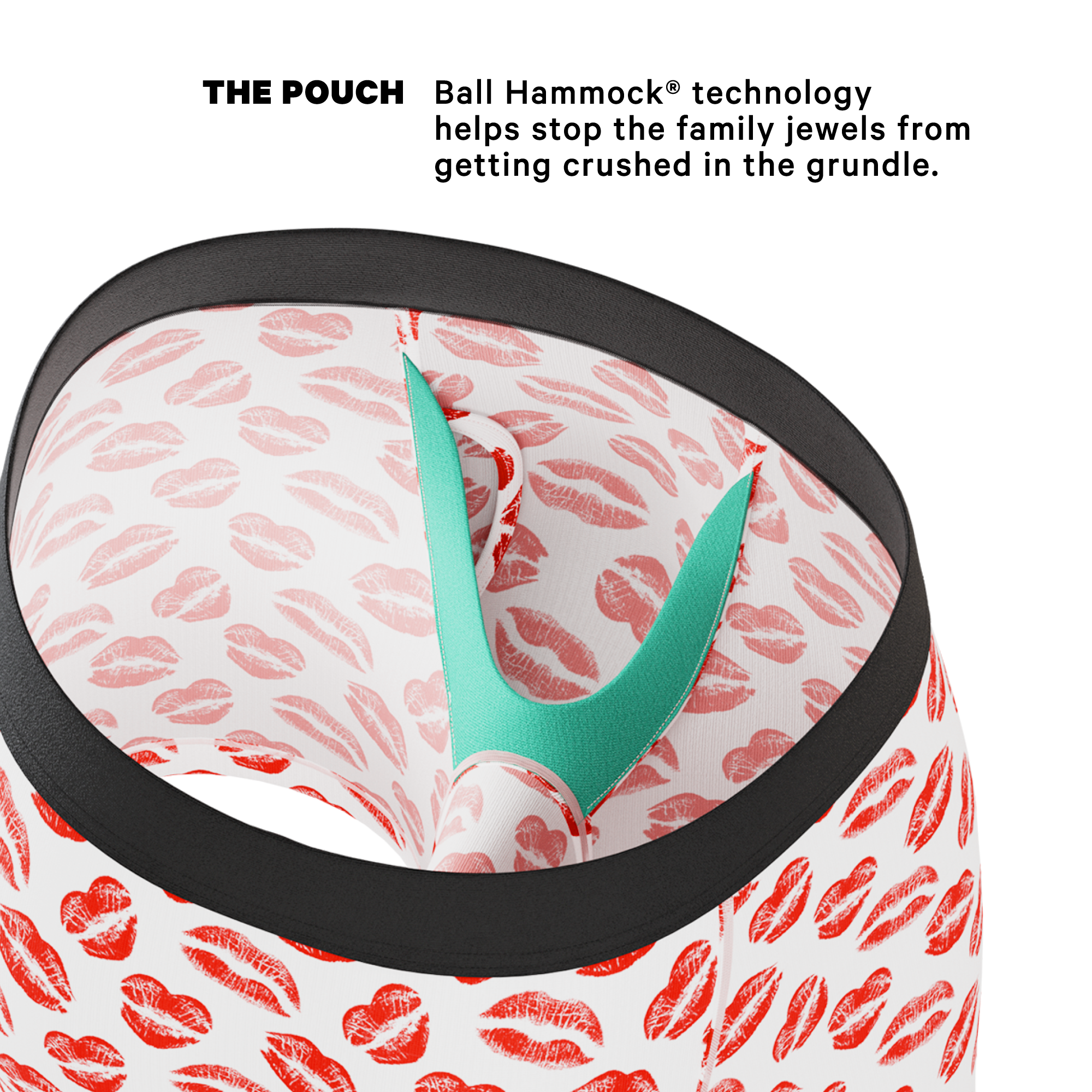 The Pucker Up | Lipstick Kiss Ball Hammock® Pouch Underwear With Fly - Shinesty