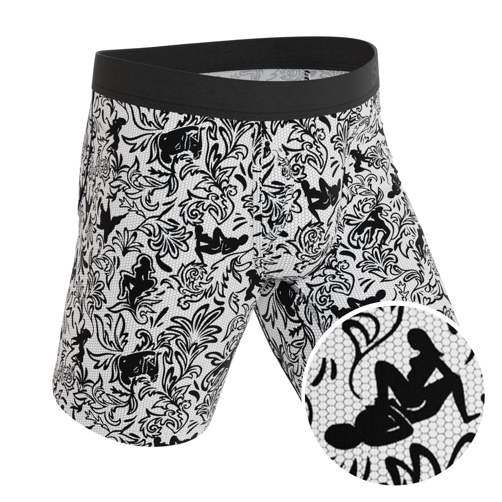 The Racy & Lacy | Provocative Lace Print Ball Hammock® Boxer - Long Leg - Shinesty