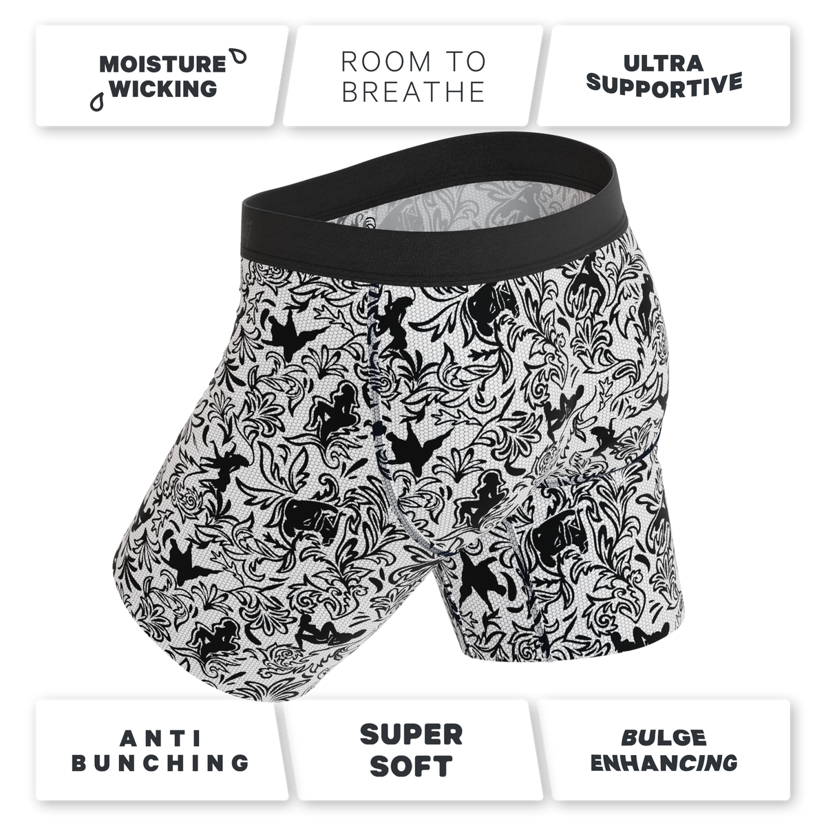 The Racy & Lacy | Provocative Lace Print Ball Hammock® Boxer - Long Leg - Shinesty