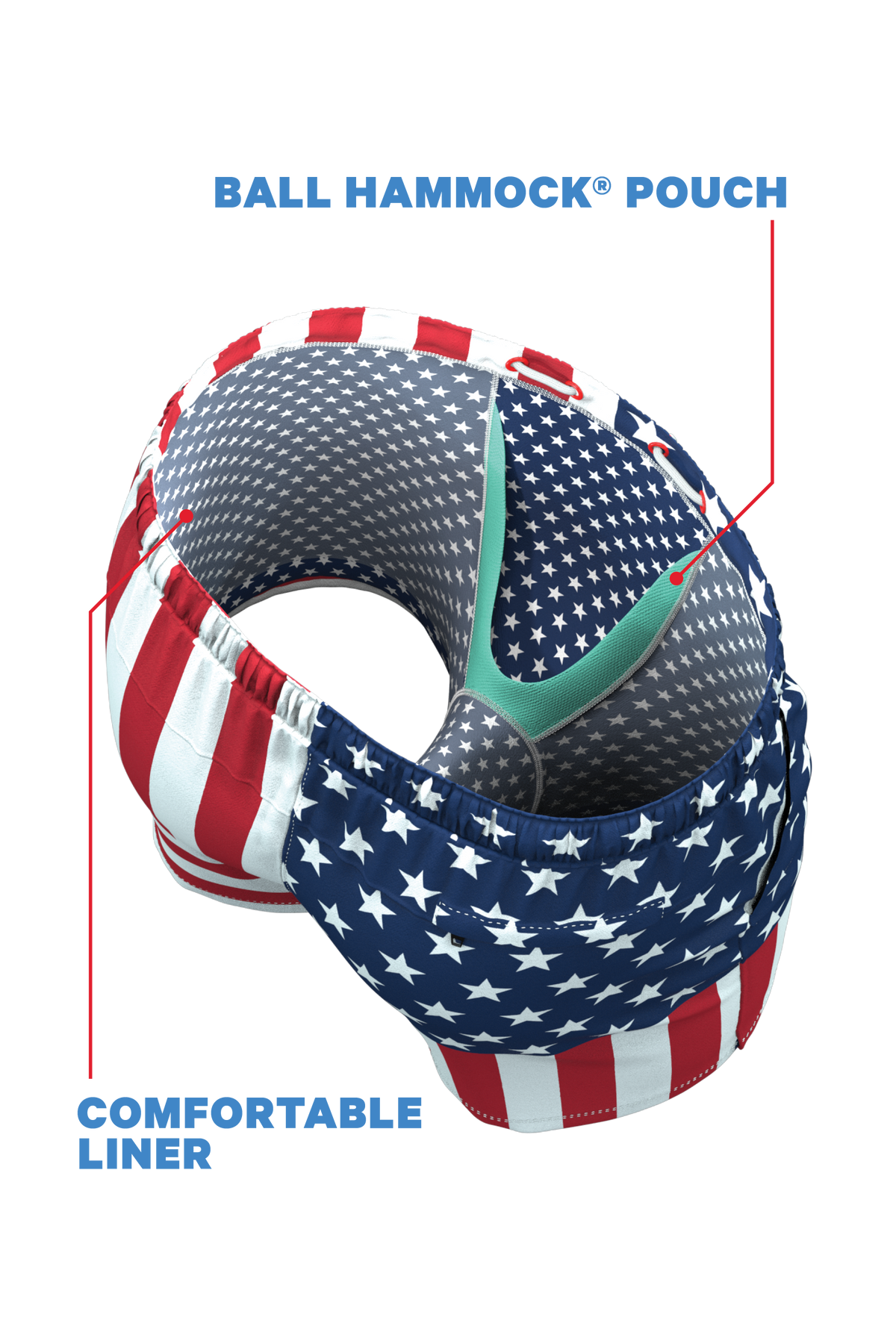 The Reagans | American Flag Patch Ball Hammock® Pouch 8" Swim Trunks - Shinesty