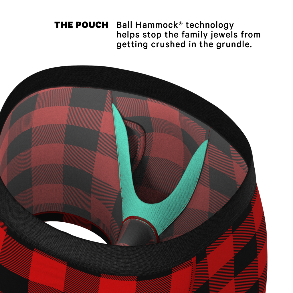 The Red & Black Lumberjack | Buffalo Check Ball Hammock® Pouch Underwear With Fly - Shinesty