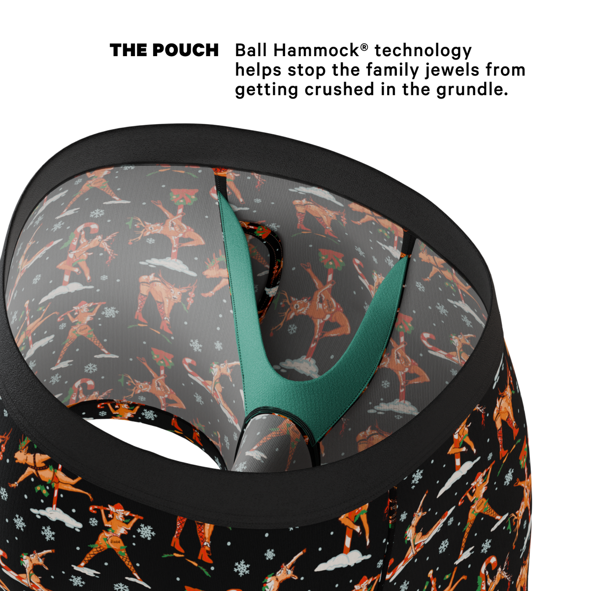 The Rein Dance | Christmas Reindeer Ball Hammock® Pouch Underwear With Fly - Shinesty