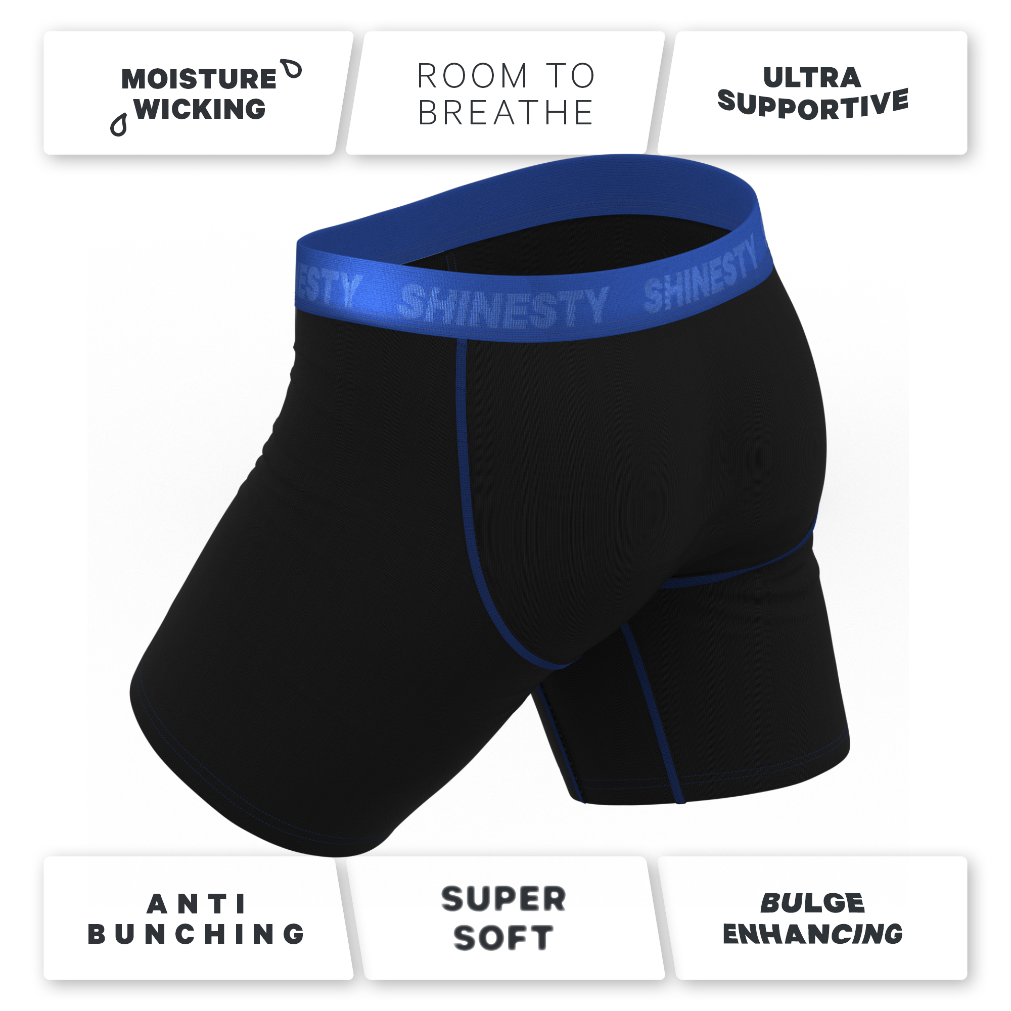 The Rhythm & Blues | Black and Blue Ball Hammock® Boxer - Long Leg - Shinesty