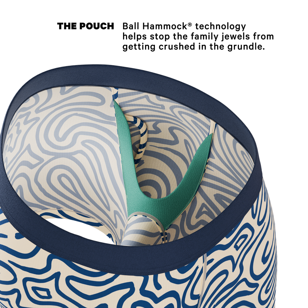 The Rio Grande | Abstract Navy Line Ball Hammock® Pouch Underwear With Fly - Shinesty