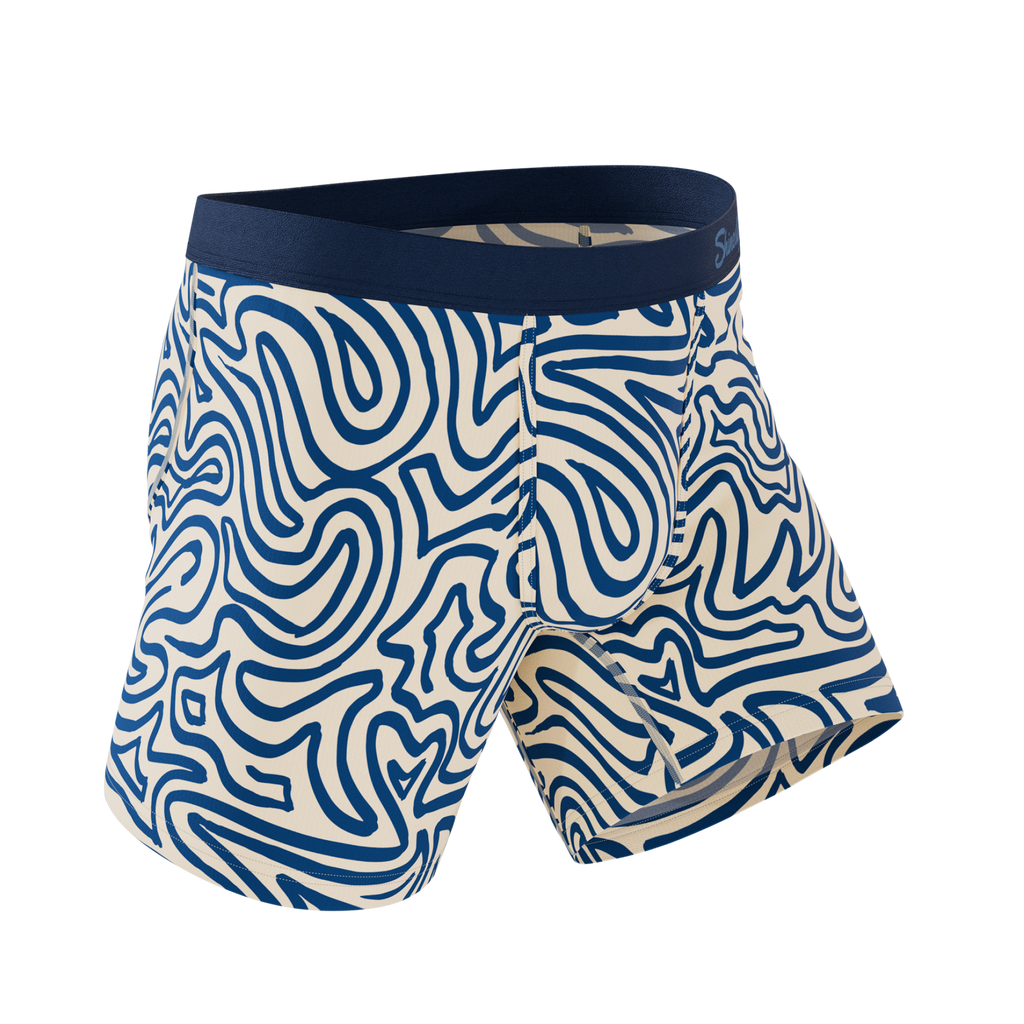 The Rio Grande | Abstract Navy Line Ball Hammock® Pouch Underwear - Shinesty