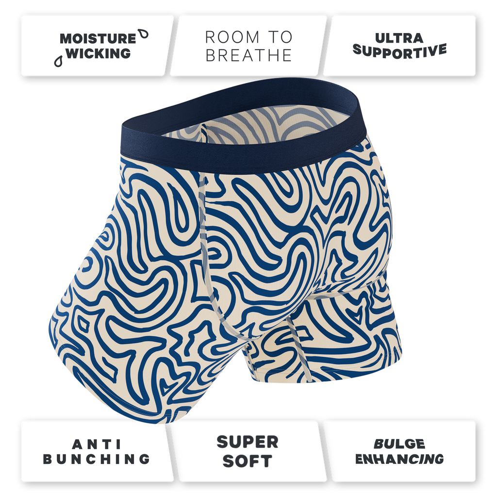 The Rio Grande | Abstract Navy Line Ball Hammock® Pouch Underwear - Shinesty