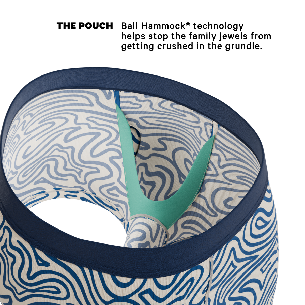 The Rio Grande | Abstract Navy Line Ball Hammock® Pouch Trunks Underwear - Shinesty