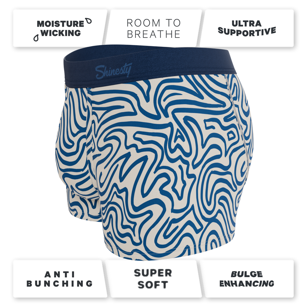 The Rio Grande | Abstract Navy Line Ball Hammock® Pouch Trunks Underwear - Shinesty