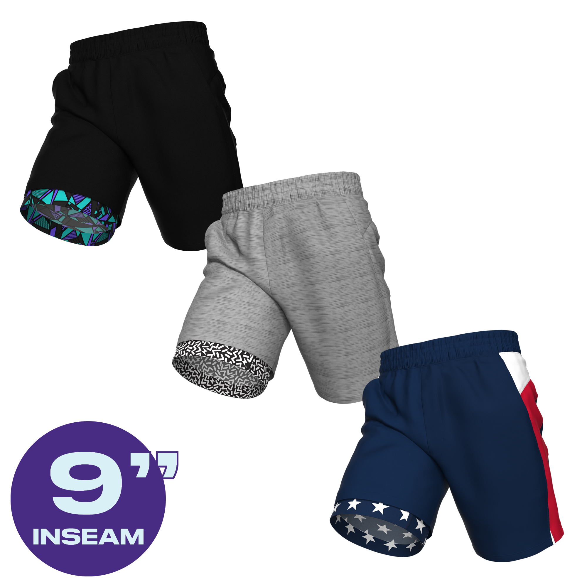 The Rotation | Ball Hammock® 9 Inch Athletic Shorts 3 Pack - Shinesty