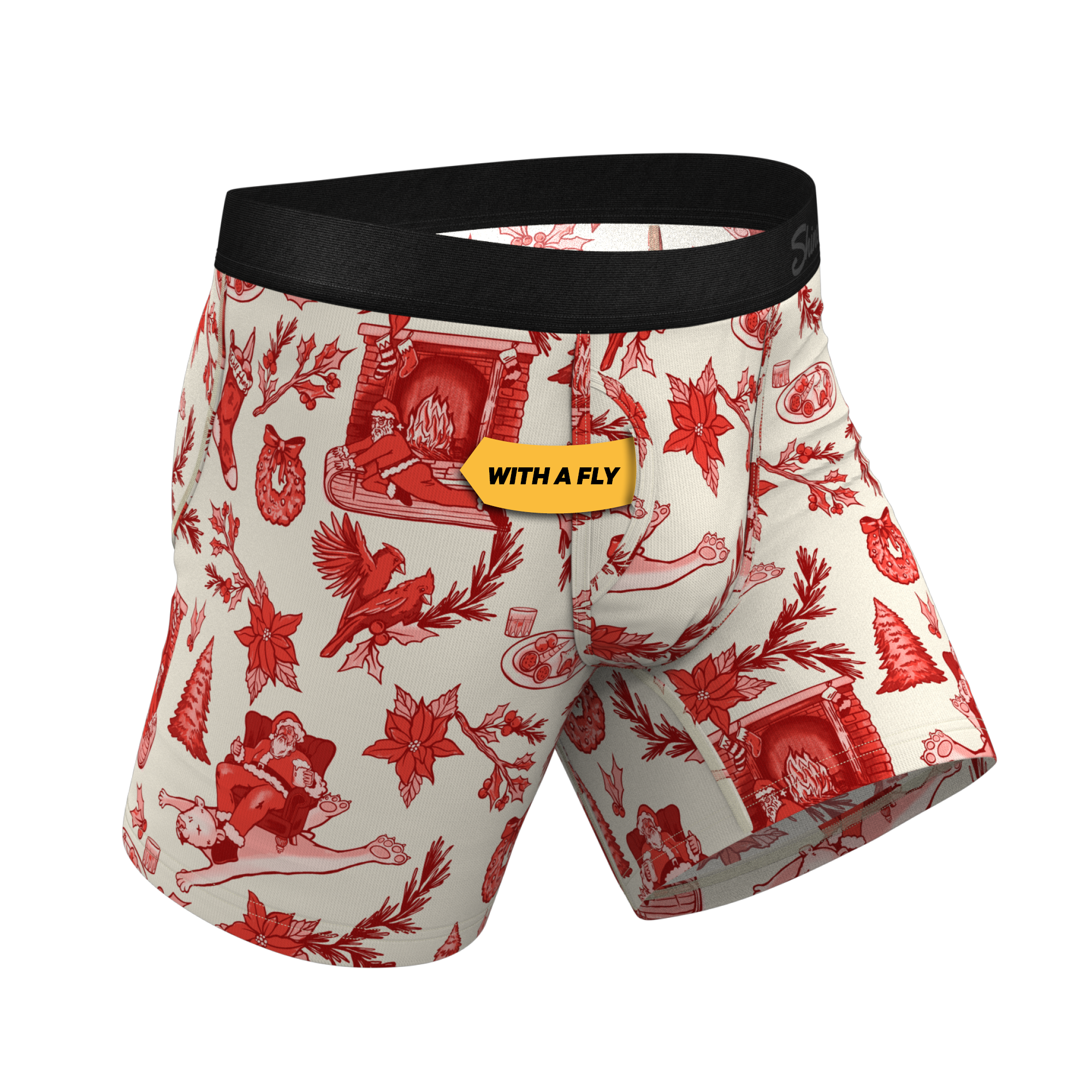 The Santa Slays | Christmas Toile Ball Hammock® Pouch Underwear With Fly - Shinesty