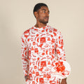 The Santa Slays | Christmas Toile SleepDeep™ Men’s Long Sleeve Pajama Shirt - Shinesty