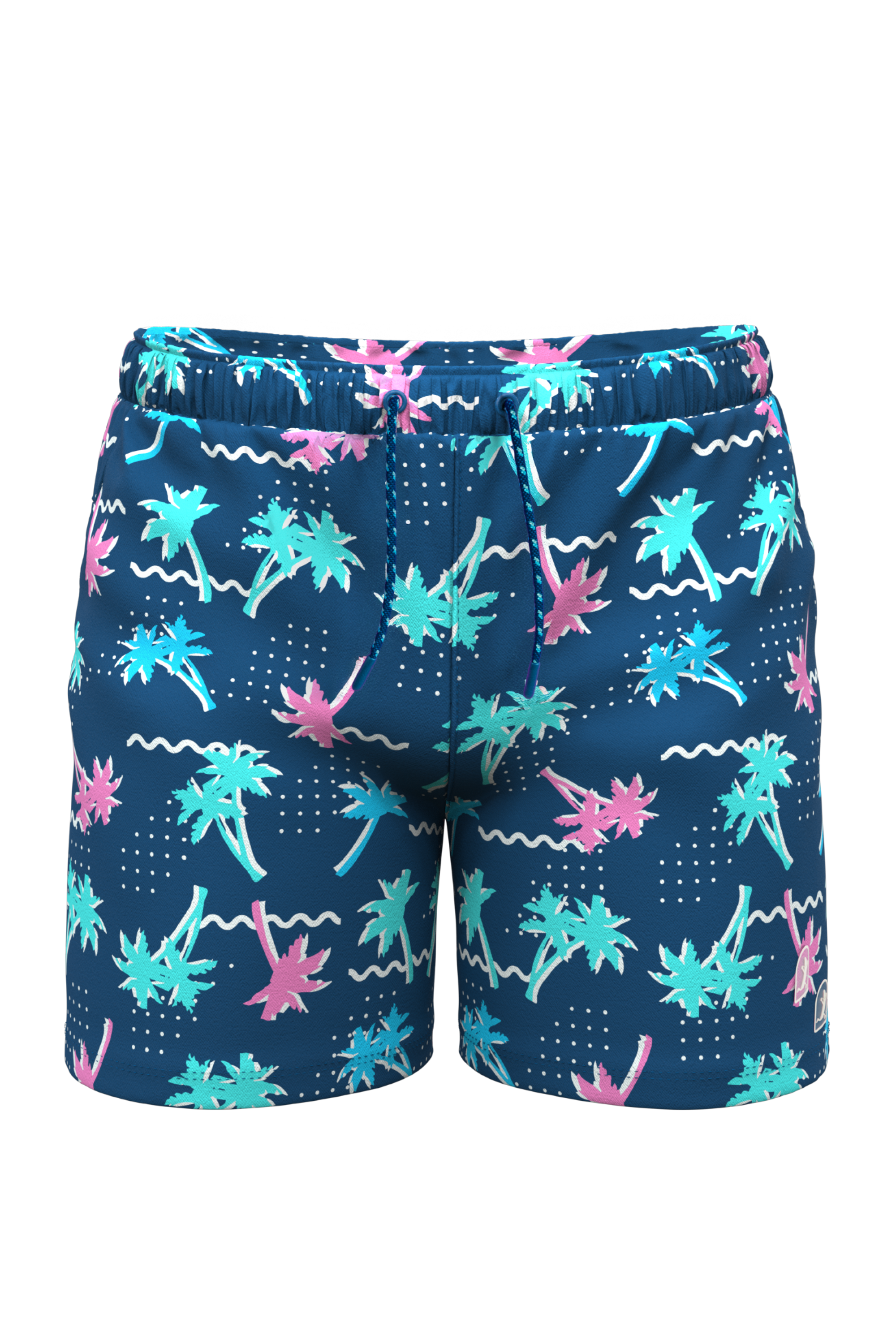 The Shorebreak | Navy Tropical Ball Hammock® Pouch 8" Swim Trunks - Shinesty