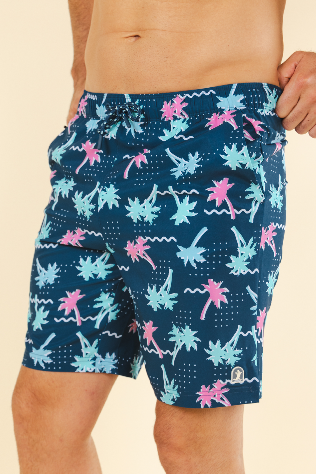 The Shorebreak | Navy Tropical Ball Hammock® Pouch 8" Swim Trunks - Shinesty