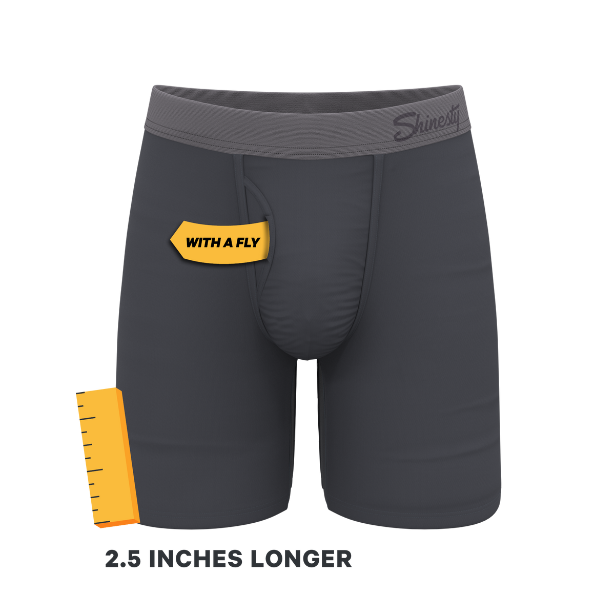 The Slate Expectations | Grey Tonal Ball Hammock® Boxer - Long Leg - Shinesty