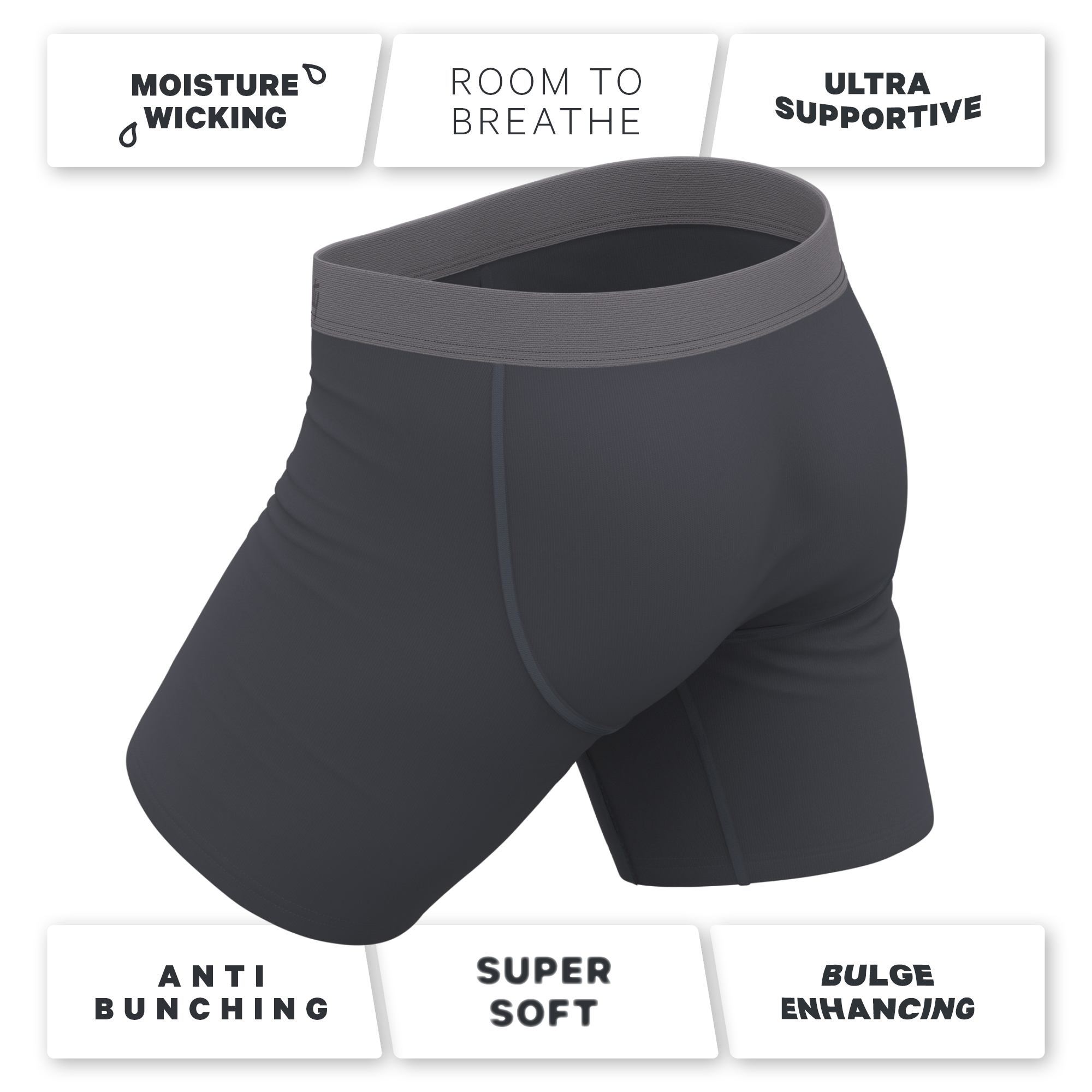 The Slate Expectations | Grey Tonal Ball Hammock® Boxer - Long Leg - Shinesty