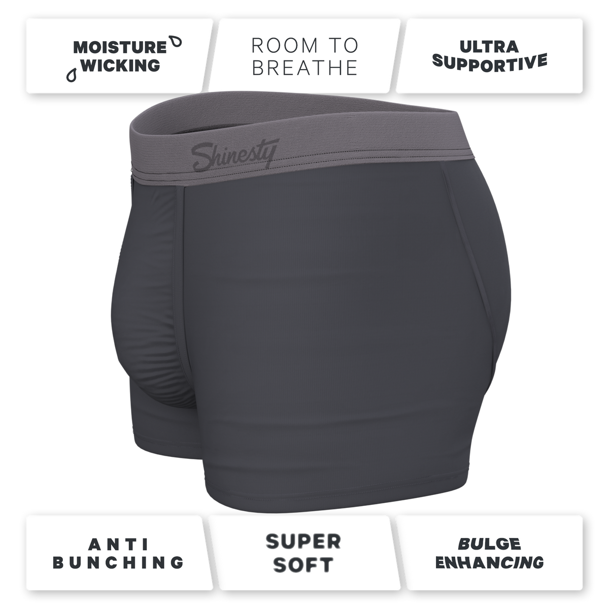 The Slate Expectations | Grey Tonal Ball Hammock® Pouch Trunks Underwear - Shinesty