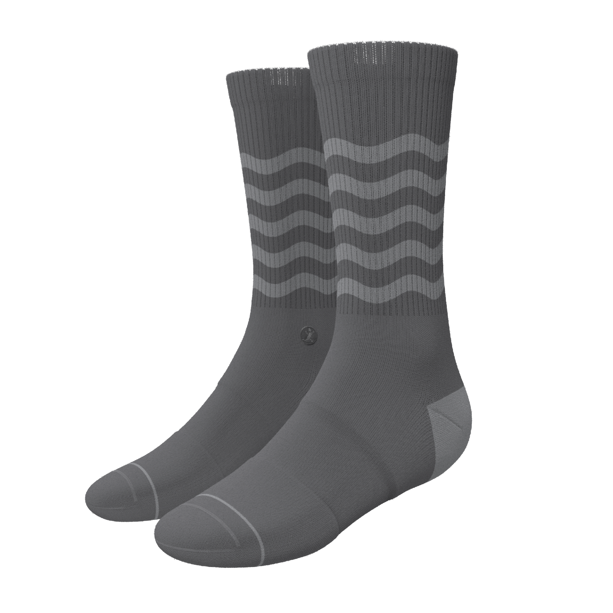 The Sleek | Gray Waves Heel Hammock™ Crew Socks - Shinesty